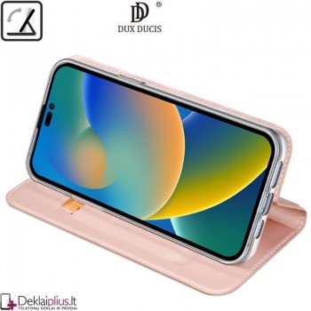 Dux Ducis dirbtinės odos atverčiamas dėklas - rausvas (telefonams Apple Iphone 14 Pro) Dux Ducis dirbtinės odos atverčiamas dėklas - rausvas (telefonams Apple Iphone 14 Pro)